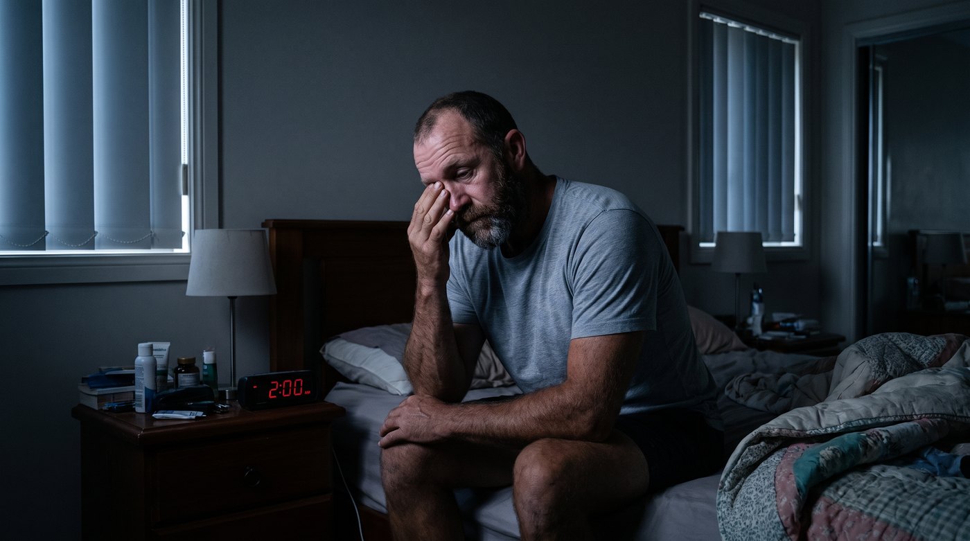 Tradie lying awake, wired at 2am